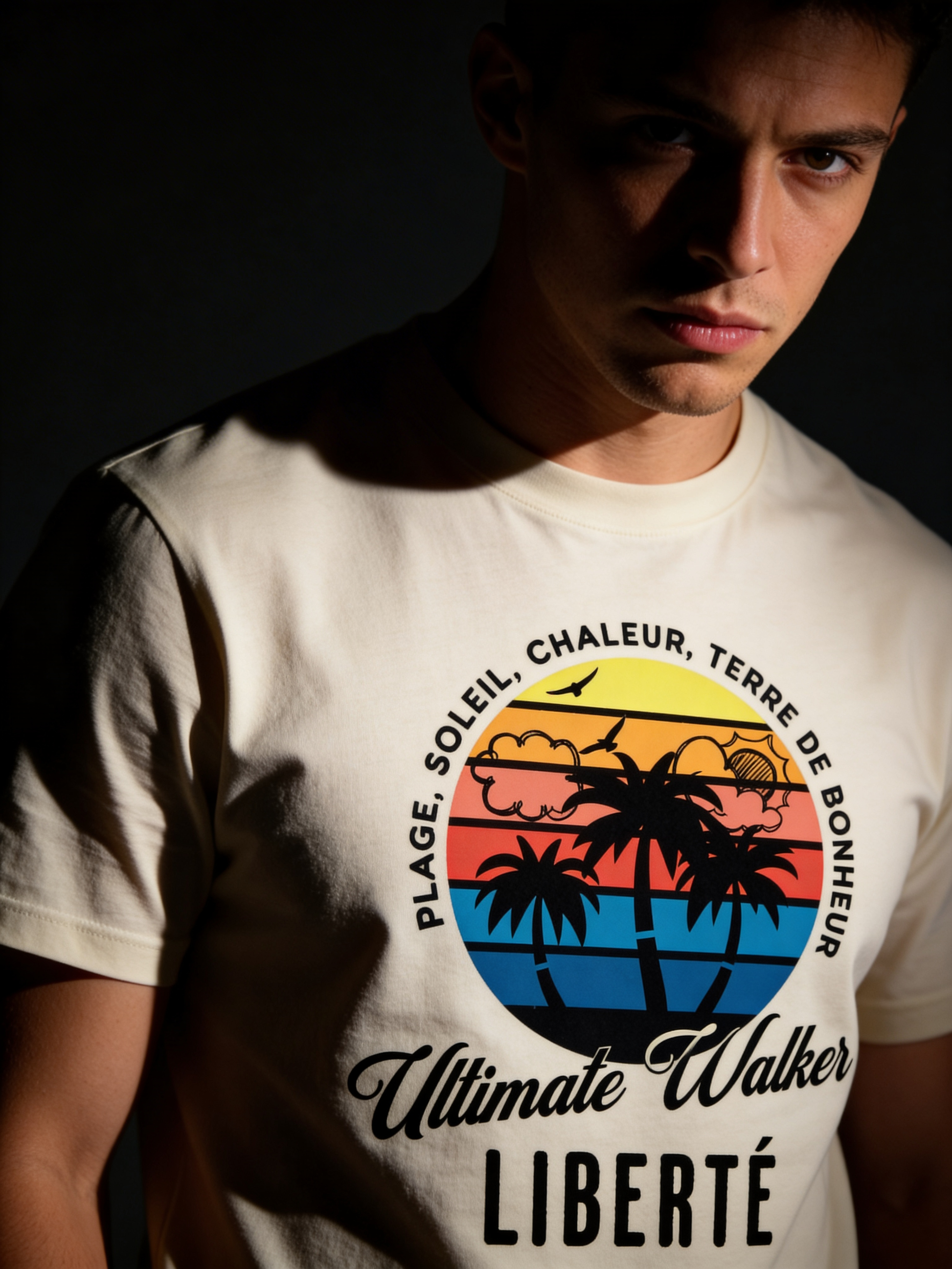 Chandail coton biologique homme – Design coucher de soleil | Ultimate Walker Ultimate Walker inc.