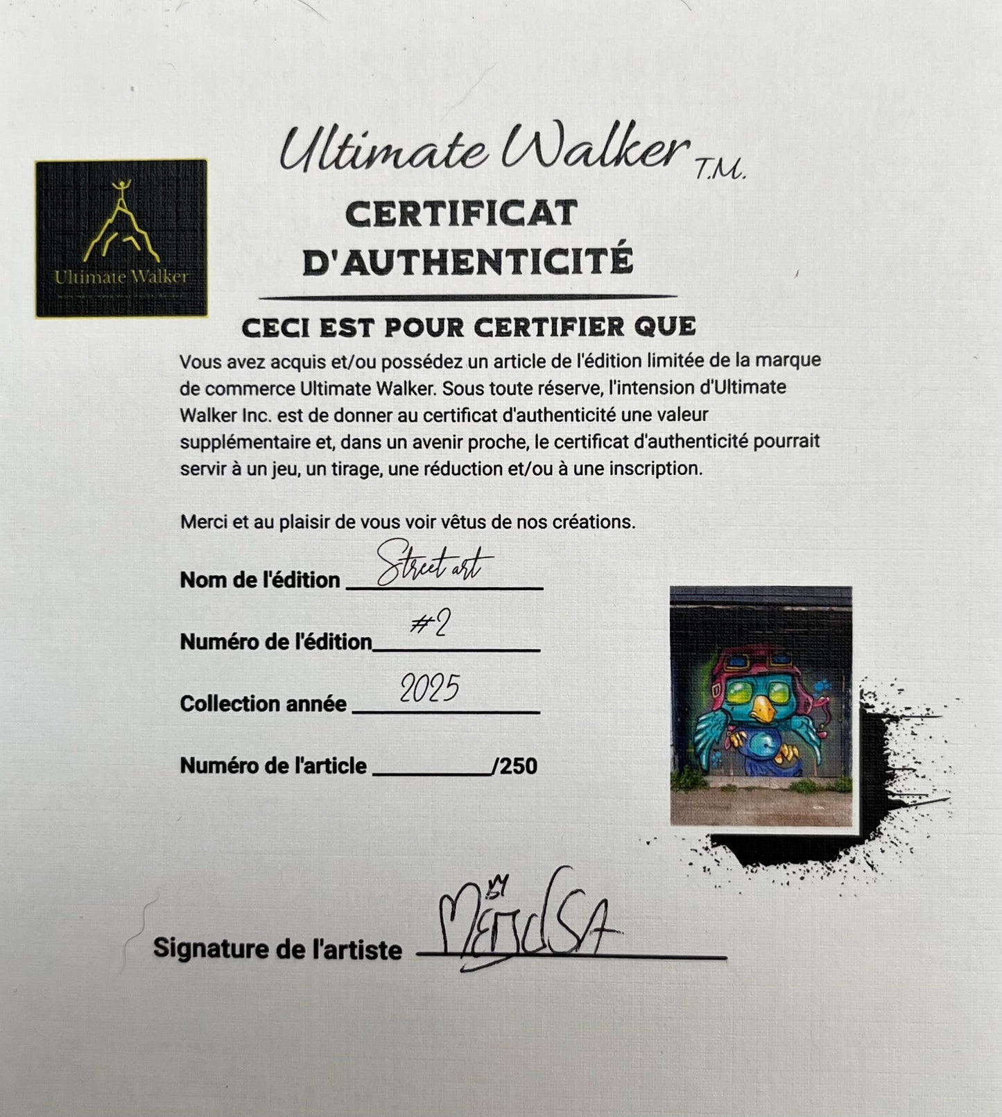 Le Voyageur / Chandail coton Bio Ultimate walker Collection Street Art/250 Femme Ultimate Walker inc.