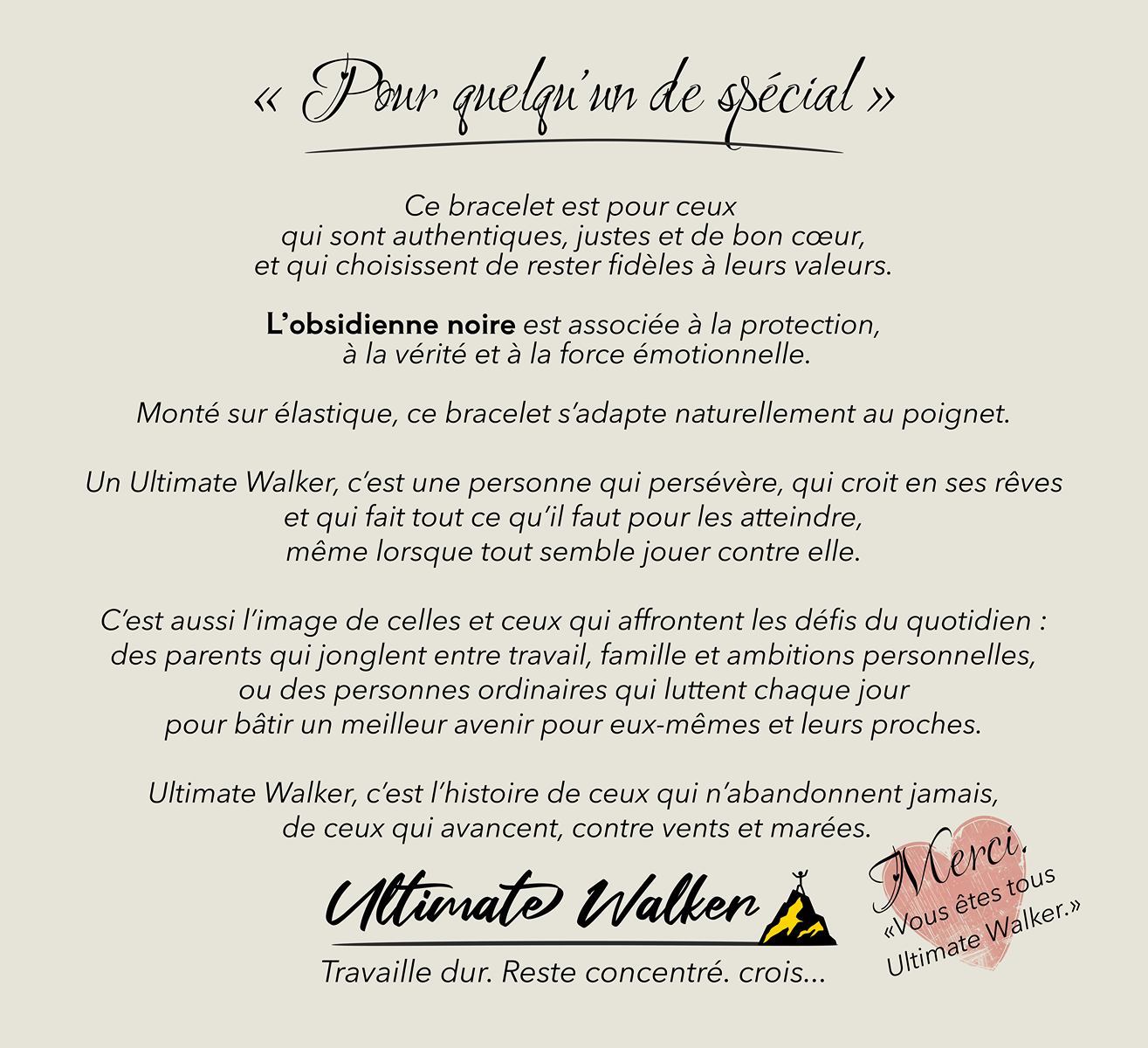 Bracelet de pierre en forme de cœur - obsidienne noire - Ultimate Walker Ultimate Walker